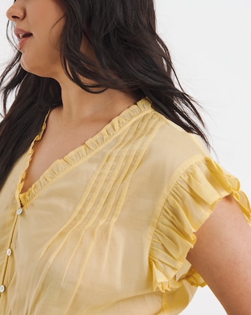Yellow Cotton Tiered Blouse