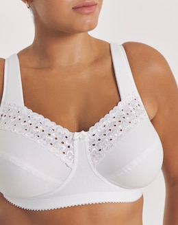 Miss Mary of Sweden Broderie Anglaise Cotton Non Wired Bra White