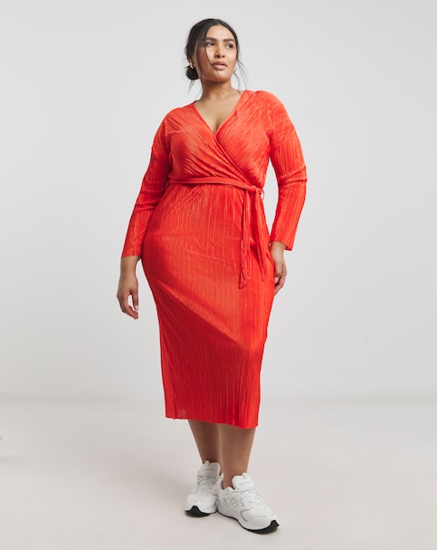 Simply Be Plisse Wrap Front Midi Dress