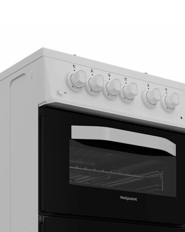 Hotpoint HTG5GCWL 50cm Gas Twin Cooker with Glass Lid - White + installation