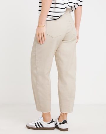 Ecru Cropped Barrel Jeans