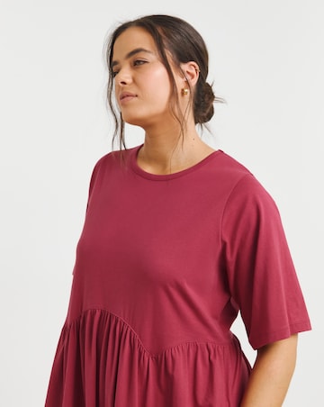 Rose Jersey Smock Midi Dress With Pockets