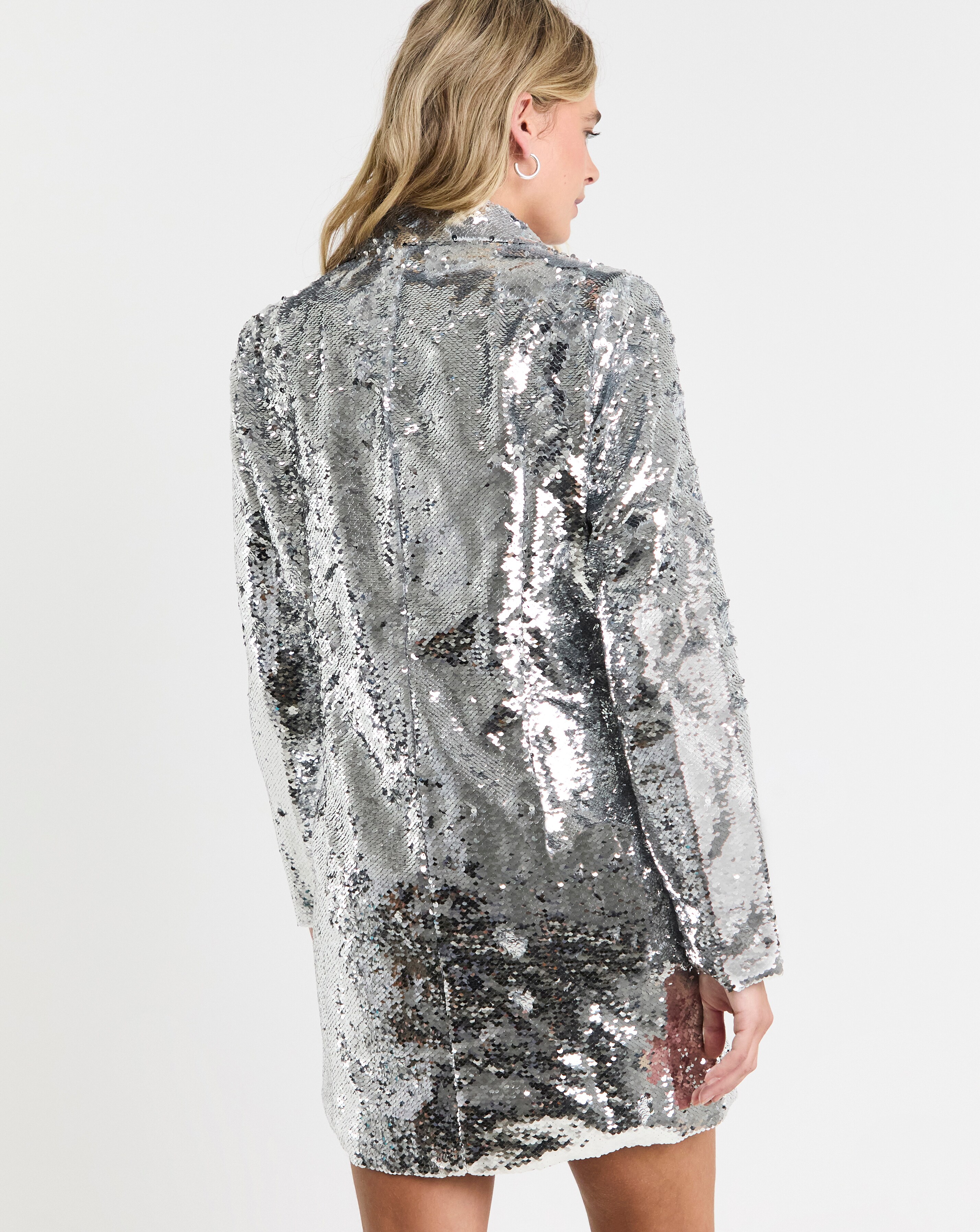 Silver Sequin Blazer Dress | Fashion World