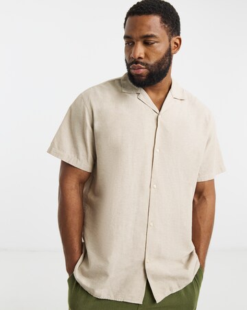 Jack & Jones Breeze Linen Blend Resort Shirt - Natural