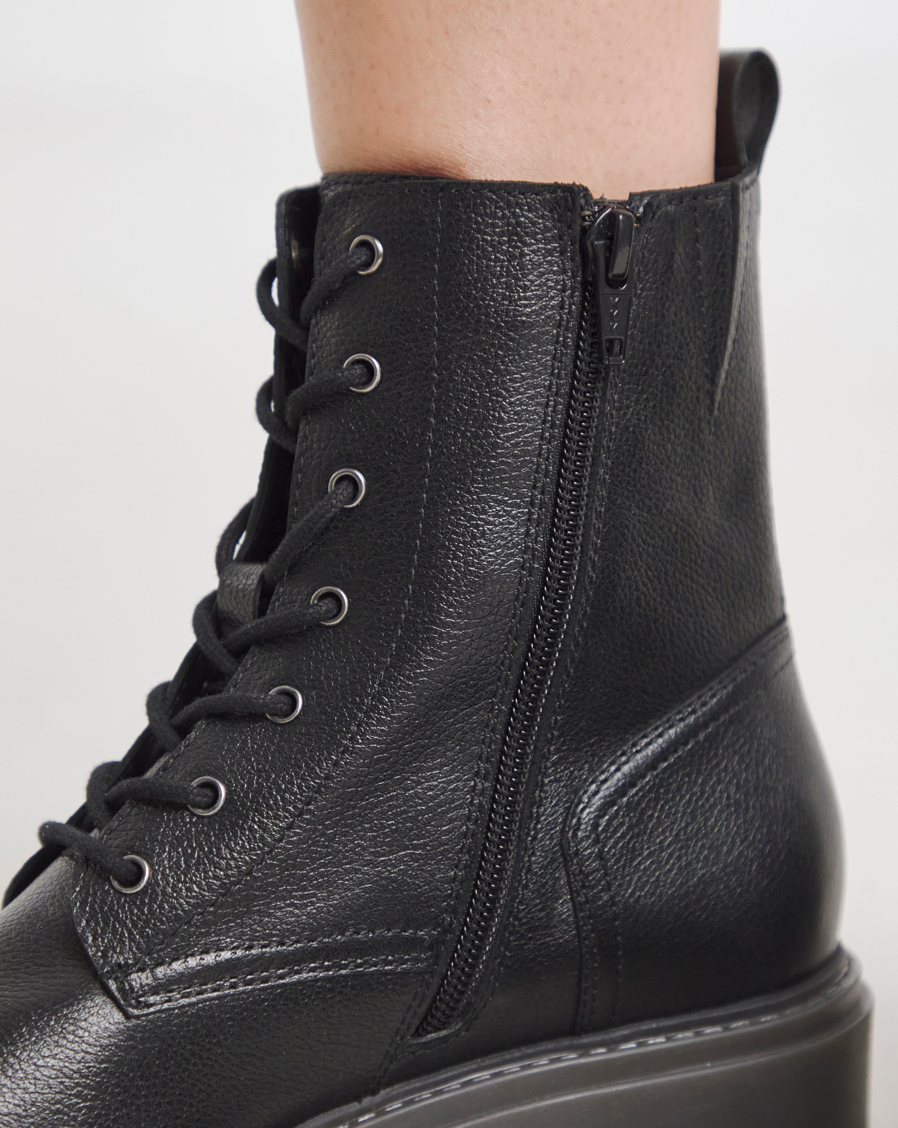 Serena Leather Chunky Lace Up Boots - Extra Wide Fit (EEE