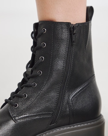 Serena Leather Chunky Lace Up Boots - Extra Wide Fit (EEE)
