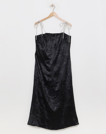 Black Liquid Satin Slip Midaxi Dress