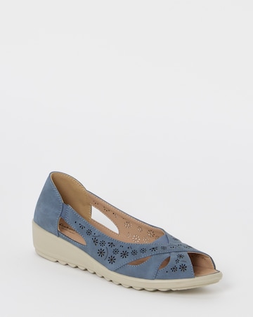 Cushion Walk Blue Cut-Out Peep Toe Sandals - Wide Fit (E)