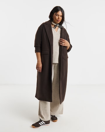 Simply Be Oatmeal Marl Cut & Sew Wide Rib Polo Top