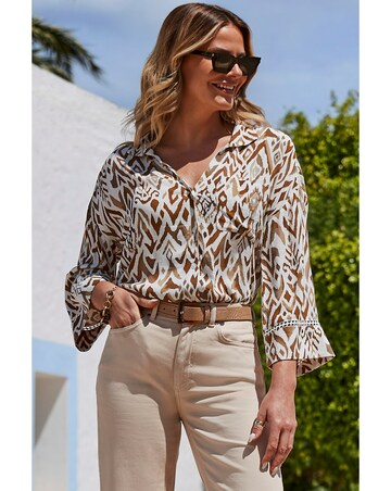 Sosandar 3/4 Sleeve Shirt with Ladder Trim