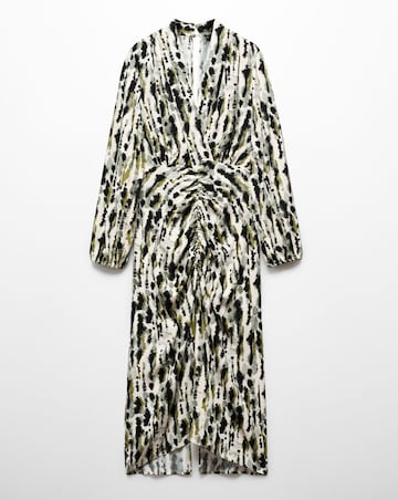 Mango Printed Dress With Ruffled Detail