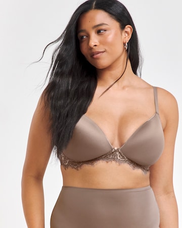 Smoothing Non Wired Padded Bra With Lace Detail B-G - Mocha