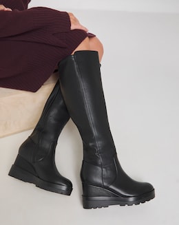 Leyner Stretch Wedge Knee High Boots - Extra Wide Fit (EEE) &amp; Standard Calf