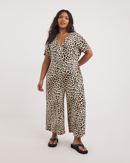 Leopard Print Supersoft Jersey Wrap Jumpsuit
