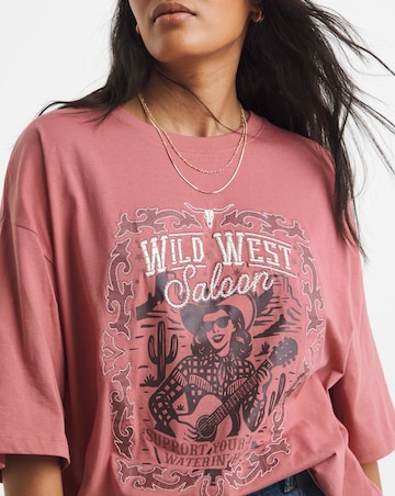 Simply Be Rose Wild West Embellished Graphic T-Shirt