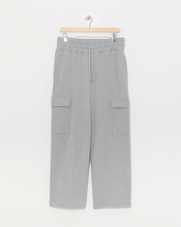 Grey Marl Wide Leg Cargo Joggers