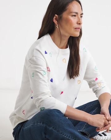 Multi Heart Embroidered Sweatshirt