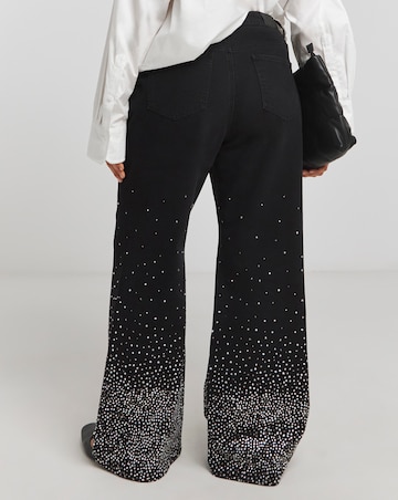 Simply Be X Twisted Wunder Black Embellished Wide Leg Jeans