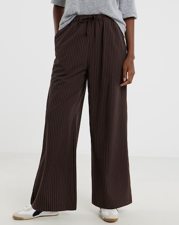 Chocolate Stripe Printed Drawstring Wide Leg Trouser