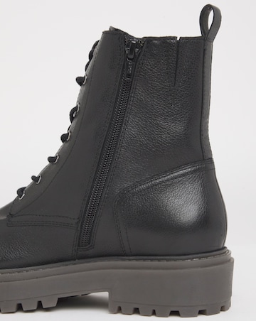 Serena Leather Chunky Lace Up Boots - Extra Wide Fit (EEE)