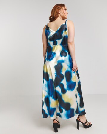 Simply Be Blue Blurred Print Satin Cami Maxi Dress