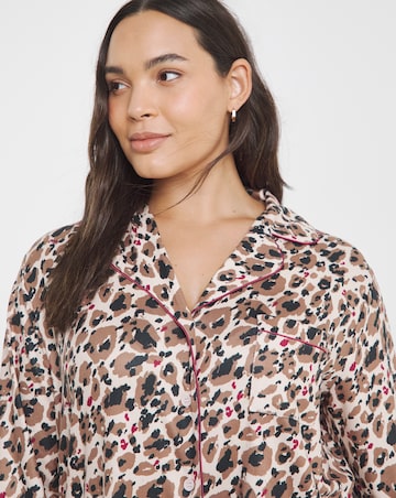 Pretty Secrets Button Through Revere Pyjama Set Animal Print