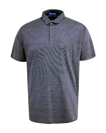D555 Big And Tall Scunthorp Feeder Stripe Jersey Polo With Bear Embroidery- Navy