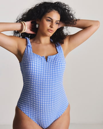 MAGISCULPT Firm Control Gingham Shoulder Tie Swimsuit