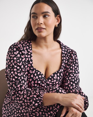 Pink Print Supersoft Sweetheart Neck Skater Dress