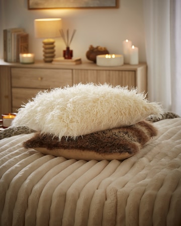 Mongolian Faux Fur Cushion - Ivory