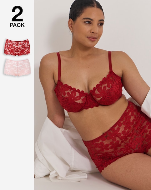 Pretty Secrets (2 Pack) Daisy Lace Short Knickers
