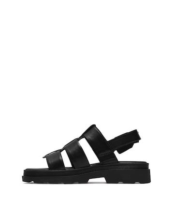 Clarks Black Orinoco3 Strap Leather Sandals - Wide Fit (E)