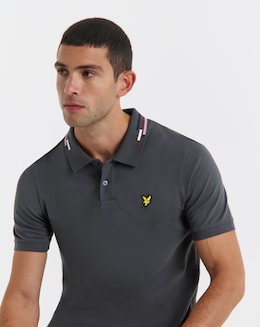 Lyle &amp; Scott Short Sleeve Striped Tipped Polo - Gunmetal