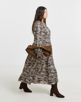 Zebra Pocket Midi Dress