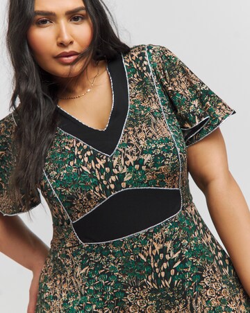 Joe Browns Jersey Contrast Floral V Neck Maxi Dress