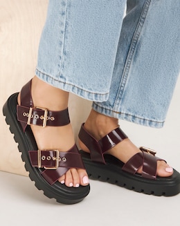 Bey Statement Buckle Chunky Sandals - Wide Fit (E)