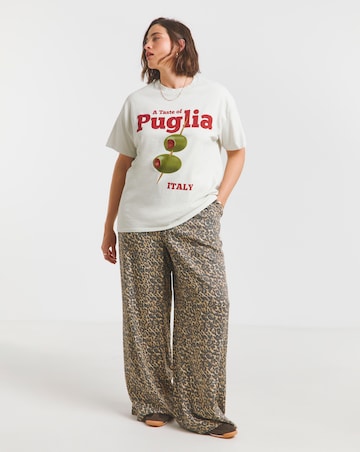 Simply Be Ecru Olive Graphic T-Shirt