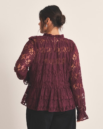Burgundy Lace Peplum Blouse