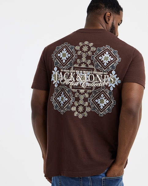 JACK & JONES Bleecker Back Graphic T-Shirt - Brown