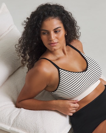 Pretty Secrets 2 Pack Knitted Stripe Comfort Tops - Black/Black Stripe