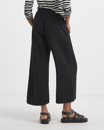 Simply Be Black Crop Wide Leg Jeans with Tencel TM Lyocell