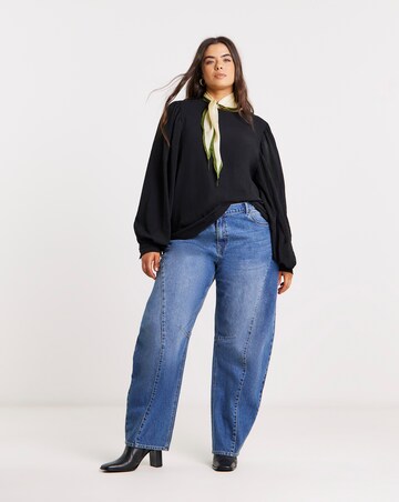 Simply Be Mid Wash Voluminous Barrel Leg Jean