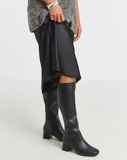 Claudia Low Block Heel Knee High Boots - Wide Fit (E) &amp; Standard/Curvy Calf