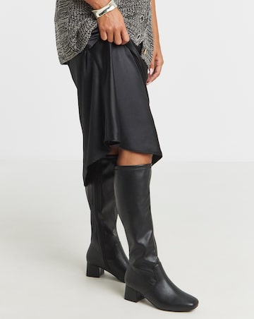 Claudia Low Block Heel Knee High Boots - Wide Fit (E) & Standard/Curvy Calf