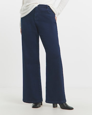 Dark Indigo Cosy Feel Soft Stretch Wide Leg Jeans