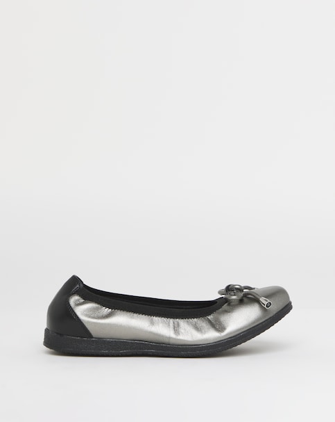 Heavenly Soles Zuri Elasticated Topline Ballerinas With Bow - Wide Fit (E)