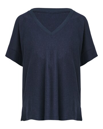 Anthology Navy Linen V-Neck T-Shirt
