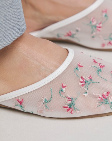 Cherish Embroidered Detail Mules - Extra Wide Fit (EEE)
