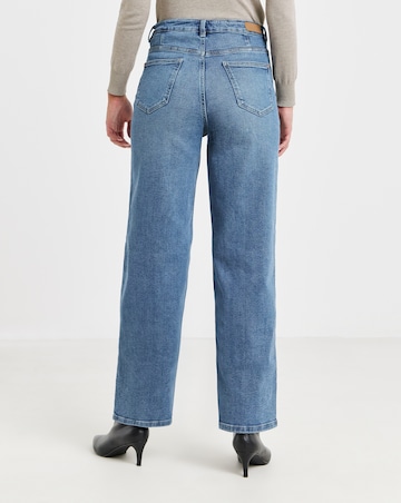 Simply Be 99 1 Mid Blue Comfort Stretch Slouchy Wide Leg Jeans