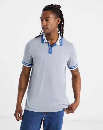 Tipped Jacquard Pique Polo Shirt Long